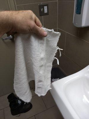 The wash cloth is part of an old worn out towel.  I'm sure the owners don't have this at home, but why here?