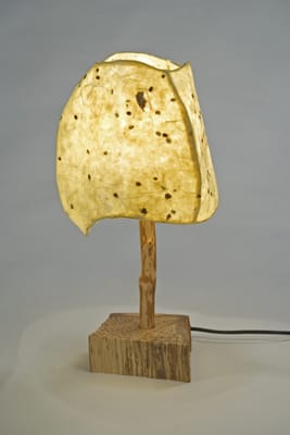 yellow table lamp with Maine Milk weed texture