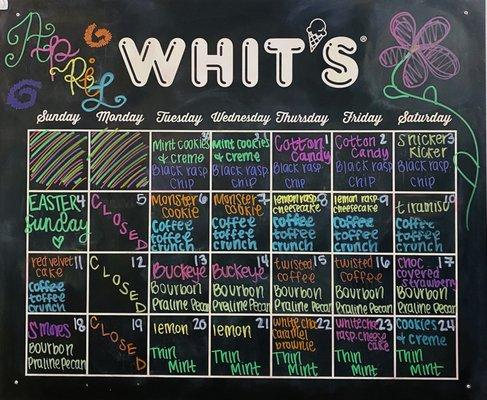 April 2021 flavor calendar