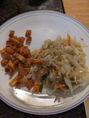 Vegetable chow mein with crispy noodles.