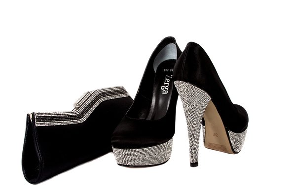 "Hedla" Black Rhinestone Shoes & "Ziga" Black Rhinestone Clutch