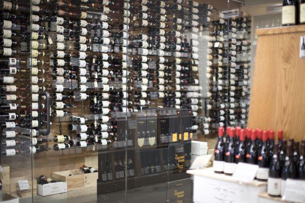 Peruse our temperature controlled wine cellar!