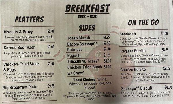 Breakfast Menu