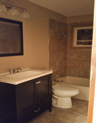 Property client purchase that need to be renovated  for a rental tenant. Bathroom after renovation.