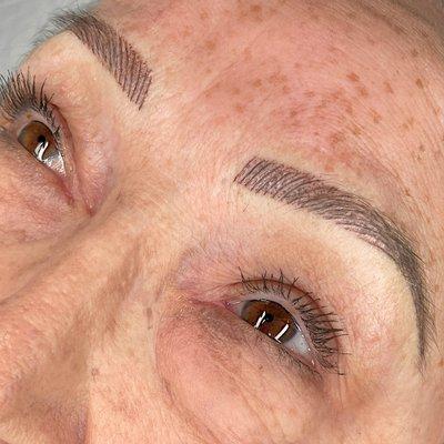 Microblading and shading. When these are healed, they'll look softer and natural