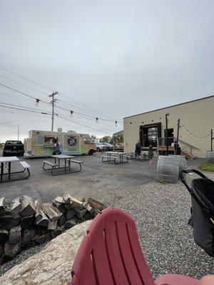 Outside area with food truck