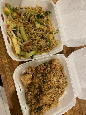 Veggie Yakisoba & Shrimp Fried Rice