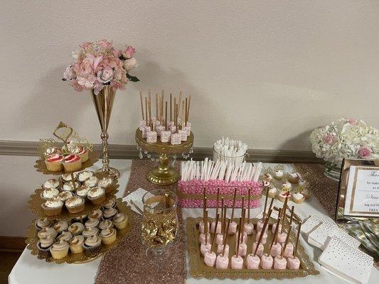 Krispy treats, covered marshmallows, covered pretzels and cake pops!!!