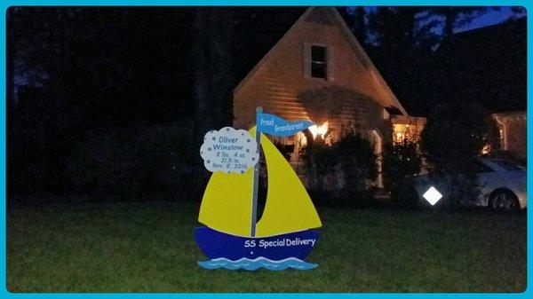 Nautical Sign New Baby Yard Sign Fayetteville, NC Sandhills Baby&Birthday Signs 910-723-4784