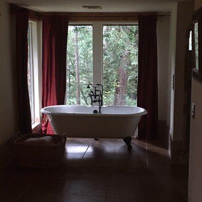 Master bedroom's tub, overlooking property.