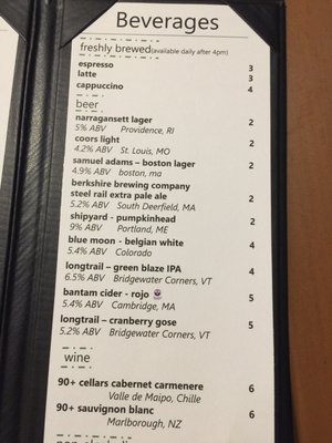 Menu as of 31 August, 2016.