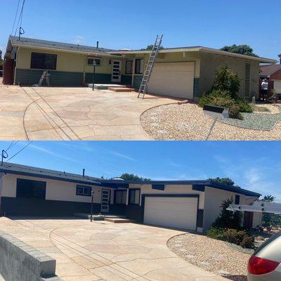 Before and after. Residential one story home