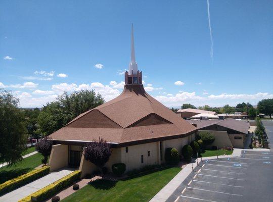 Drone shots of the new roof at Emmanuel Baptist Church in Farmington, NM.