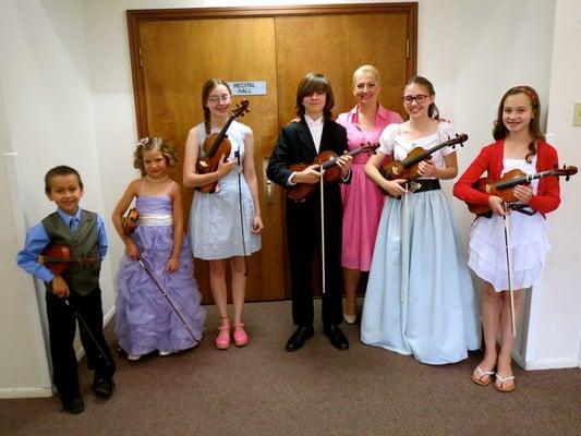 Miss Daga with students at recital