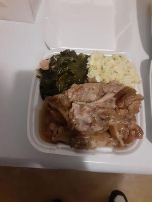 Pigfeet, potato salad and collards