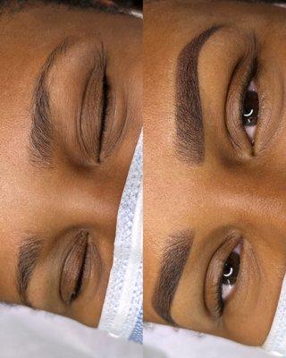 Microshaded Brows by Holly - Before (left) and After (right)