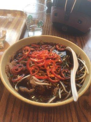 Beef pho added red pepper