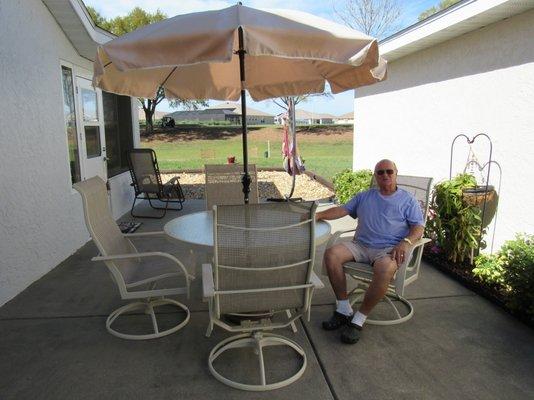 Thank you friend Dotty for the chairs. Thank you Cheryl for finding a perfectly matched table at Leisure Living