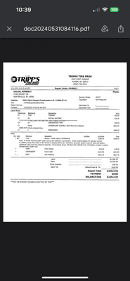 The bill from my local shop to repair what was causing the issue.