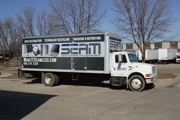 SEAM Mobile shred truck for onsite hard drive destruction