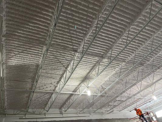 Areas in the building where Compass Insulation installed white K-13 sprayed acoustic insulation.