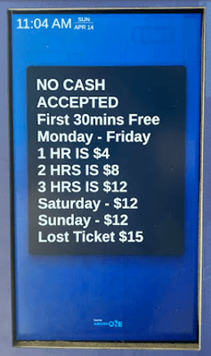 Lot attendants are unforgiving about 30.0000 minutes of free parking, often absent for long stretches of time (exit gate is not automatic)