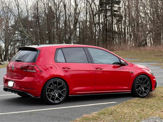 VW Golf R with messed up tint.