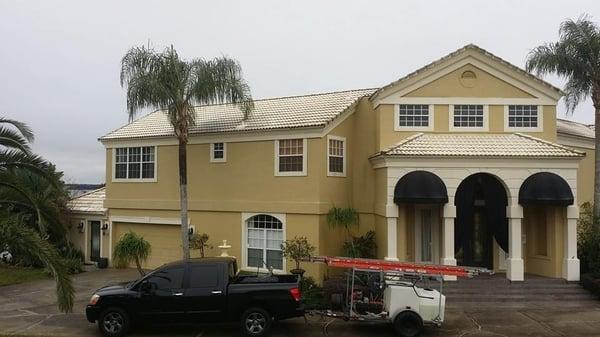 Clay Barrel Tile Roof Dirty