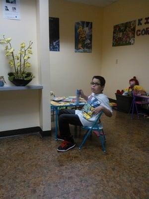 My son at the children's corner