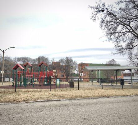 Two playgrounds and two picnic pavilions make up the park.