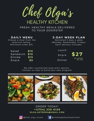 Healthy Meal Menu & Weekly delivery Program