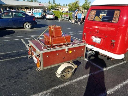 Vintage westfalia trailer in tow