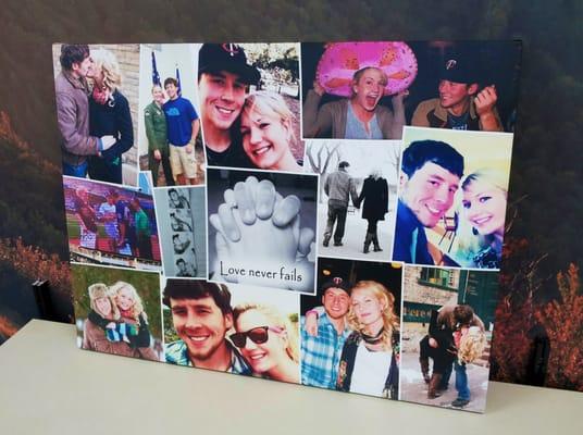 Photo collage canvas print made for an adorable couple.