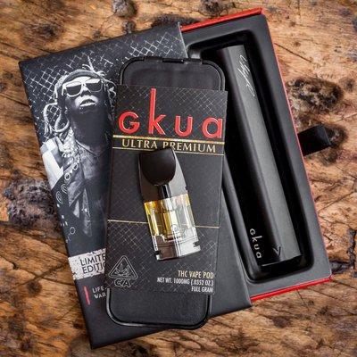 GKUA, the ultimate cannabis brand by the super star himself Lil Wayne!  We provided a complete line of printed boxes and sleeves.