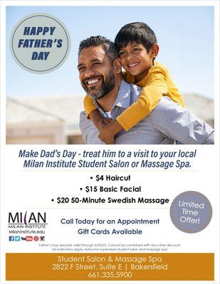 Father's Day Specials! Valid until 6/30/22.