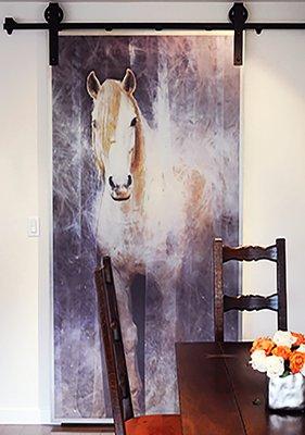 Residentital Interior Design - Barnyard Door with a twist - Fabricated by Style de Vie - Can print any design on any substrate