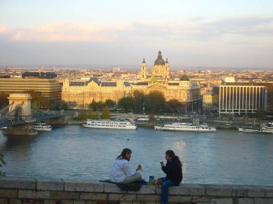 Talking on a bridge in Hungary