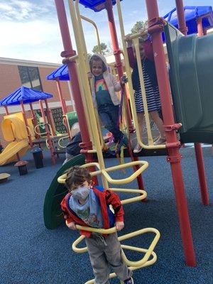 Children go to one of our 2 playgrounds every day to run and play!