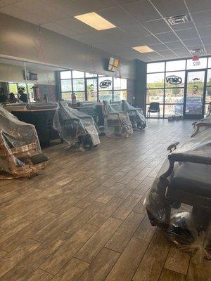 Barber shop interior with new equipment