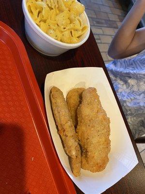 Chicken fingers and Mac and cheese