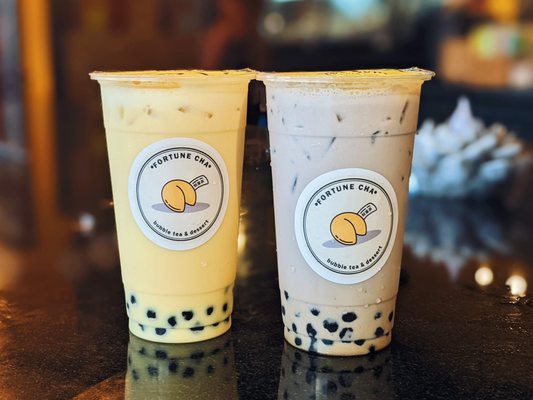 Mango Milk Tea and Taro Milk Tea with Boba