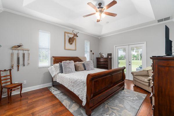 Bird Island, Lake Weir, Florida canal home master bedroom