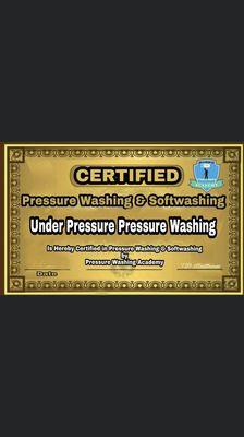 Under Pressure Pressure Washing Certification