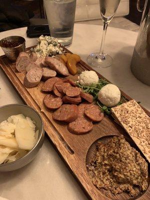 Meat (elk and porchetta) and cheese plate