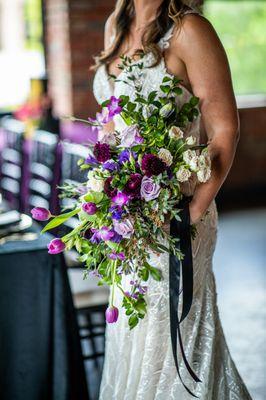 Brides bouquet. Lavenders purples and pink