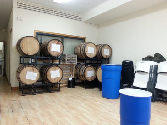 Barrels in the classroom.