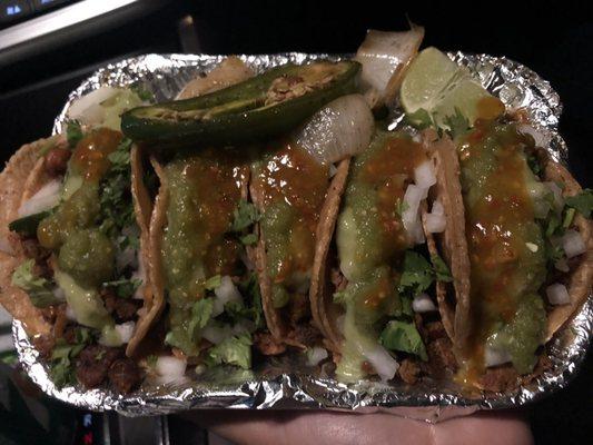 Al pastor tacos with everything!