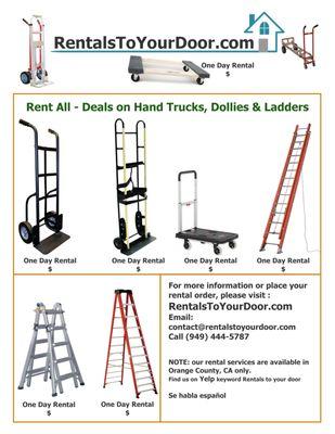 We have the best rental prices on ladders and hand trucks.