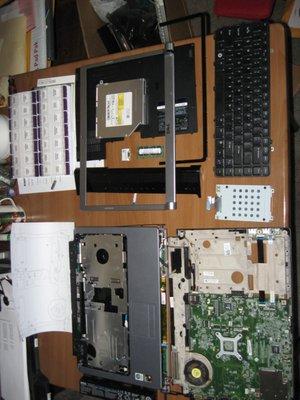 Laptop disassembled.