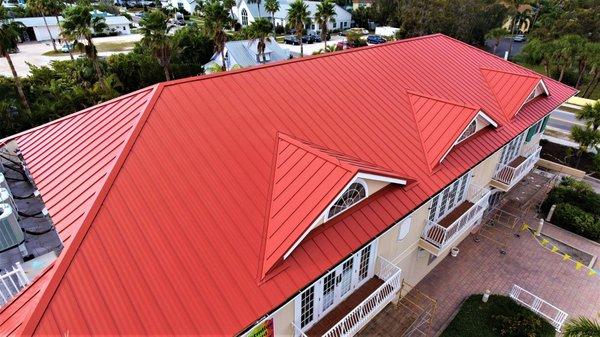 Bayview Plaza on Anna Maria Island with an aluminum standing seam roof.